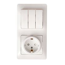 Glossa Белый Блок: Розетка и 3 клавишный  Выключатель Systeme Electric (Schneider Electric)