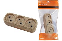 Колодка розеточная 3 гнезда 2П б/з 10А 250В "Эко" (сосна)  TDM