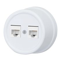 Розетка RJ45 информационная двойная,серия "ЛИЗЕТТА",пластик, цвет Белый Bironi