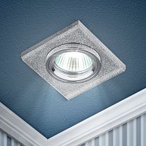 Светильник встраиваемый ЭРА DK8 CH/SHSL "стекло квадрат" MR16,12V/220V,50W, хром/серебряный блеск