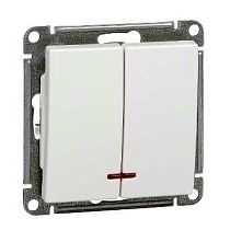 Wessen 59 Белый Выключатель 2 клавишный  с подстветкой 10АХ Systeme Electric (Schneider Electric)