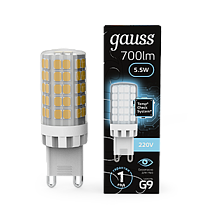 Лампа светодиодная Gauss G9 AC185-265V 5,5Вт 560lm 4100K керамика