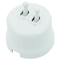 Выключатель тумблерный, двойной, пластик, белый JANTERA