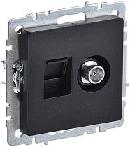 BRITE Розетка двойная TV+RJ45 кат.5E РТВ/РК12-БрЧ черный IEK BRITE Розетка двойная TV+RJ45 кат.5E РТВ/РК12-БрЧ черный IEK