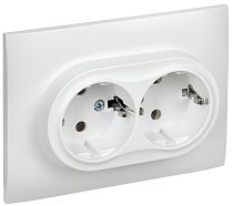 SKANDY Розетка 2-местная с заземлением без защитных шторок 16А в сборе SK-R08W арктический белый  IEK