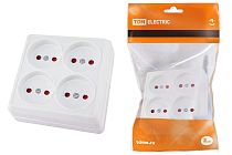 Розетка четырехместная 2П открытой установки IP20 10A с защитными шторками белая "Ладога" TDM Розетка четырехместная 2П открытой установки IP20 10A с защитными шторками белая "Ладога" TDM