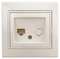 Розетка компьютерная Intro Plano 1-303-02 RJ45 скрытой установки слоновая кость