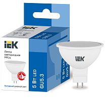 Лампа светодиодная MR16 софит 5Вт 230В 6500К GU5.3 IEK Лампа светодиодная MR16 софит 5Вт 230В 6500К GU5.3 IEK