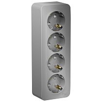 Blanca открытая установка с изолированной пластиной Алюминий Розетка 4 постоваяс заземлением со шторками 16А Systeme Electric (Schneider Electric)