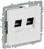 BRITE Розетка компьютерная двойная RJ45 кат.6 РК11-2-БрАБ арктический белый IEK BRITE Розетка компьютерная двойная RJ45 кат.6 РК11-2-БрАБ арктический белый IEK