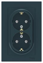 AtlasDesign Изумруд Розетка с заземлением 2 постовая, со шторками 16А, (в сборе с рамкой) Systeme Electric (Schneider Electric)