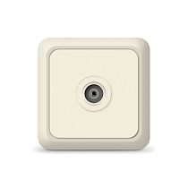 Розетка телевизионная одноместная серия "Олимп", о/у, тупиковая, 75Ом, ч/д 4-2400Мгц, "слоновая кость" (еврослот) UNIVERSAL