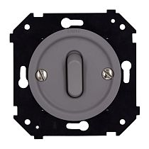 Выключатель одноклавишный проходной (скрытый монтаж), пластик, цвет Титан матовый (клавишный) Bironi