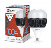 Лампа светодиодная LED-HP-PRO 100Вт 230В E27 с адаптером Е40 6500К 9000Лм IN HOME Лампа светодиодная LED-HP-PRO 100Вт 230В E27 с адаптером Е40 6500К 9000Лм IN HOME