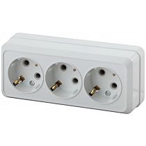 Розетка ЭРА Intro Quadro 2-206-01 16А 250В накладная белый тройная с заземлением