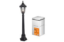 Светильник садово-парковый "Вена" 1х60 Вт, столб, H1050 мм, алюм., прозрачное/чёрный, Е27,  TDM