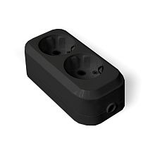 Колодка 2 гнезда с заземлением AБС-пластик черный UNIVERSAL