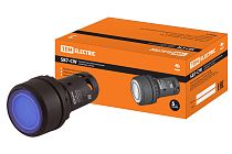 Кнопка SB7-CW3665-24V(LED) d22мм 1з+1р синяя  TDM
