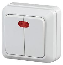 Выключатель Intro Quadro 2-105-01 двухклавишный с подсветкой 10А-250В IP20 ОУ белый