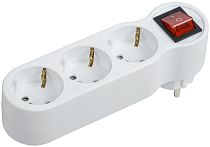 Тройник Т-01/03В 3 места 2P+PE 16А с выключателем белый  IEK