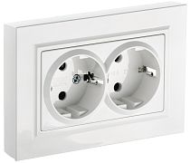 BRITE Розетка 2-местная с заземлением с защитными шторками 16А в сборе РСш12-3-БрБ белый  IEK