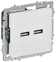 BRITE Розетка USB A+A 5В 3,1А РЮ10-1-БрАБ арктический белый IEK