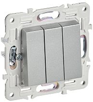 SKANDY Выключатель 3-клавишный 10А SK-V11S серебряный IEK