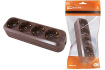 Колодка розеточная 4 гнезда 2П+3 16А 250В "Эко" (бук)  TDM