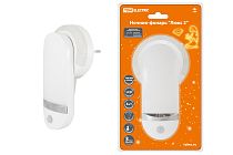 Ночник-фонарь "Люкс 2", 1х0,5 Вт + 11LED, 90 лм/Вт, Li-Ion 500 мАч, дат. освещ. и  движ., 220 В,  TDM