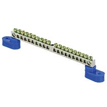 Шина "0" N (6x9мм) 20 отв. цинк 2 синих угловых изолятора EKF PROxima