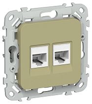 FLITE Розетка 2-местная компьютерная RJ45 категория 5Е UTP РК5е-2-0-ФлО оливковый IEK