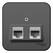 Blanca открытая установка с изолированной пластиной Антрацит Розетка RJ11+RJ45 кат.5e Systeme Electric (Schneider Electric) Blanca открытая установка с изолированной пластиной Антрацит Розетка RJ11+RJ45 кат.5e Systeme Electric (Schneider Electric)