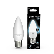 Лампа светодиодная Gauss Свеча E27 9,5Вт 950lm 4100К Лампа светодиодная Gauss Свеча E27 9,5Вт 950lm 4100К