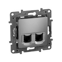 ETIKA Розетка компьютерная двойная RJ45 категория 5Е UTP алюминий