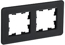 Рамка BRITE двухместная РУ-2-2-Бр стекло черный RE  IEK