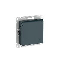 AtlasDesign Изумруд Розетка с заземл. со шторк. с крышкой, 16А, IP20, мех., быстрозажим. клемм