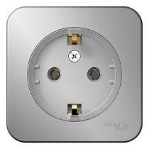 Blanca открытая установка с изолированной пластиной Алюминий Розеткас заземлением, (тонкая) 16А Systeme Electric (Schneider Electric)