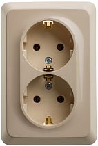 ЭТЮД скрытая установка Кремовый Розетка двойная с заземлением 16А 250B Systeme Electric (Schneider Electric)