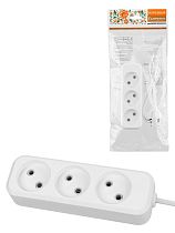 Удлинитель 3 гнезда, 1,5 метра, б/з, 10 А, 2300 Вт, белый, НАРОДНЫЙ У-32015