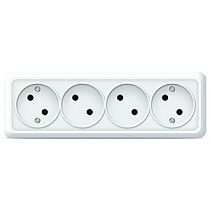 Розетка четырехместная серия "Олимп" б/з, о/у, 16А, 220В, белая (еврослот) UNIVERSAL