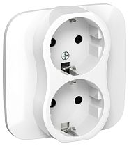 FLITE Розетка 2-местная с заземлением без защитных шторок безвинтовое крепление 16А РС12-1-А-ФлБ белый IEK