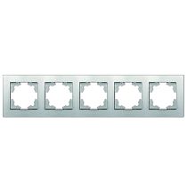 Рамка пятиместная горизонтальная UNIVERSAL серия "Афина" серебро (еврослот)