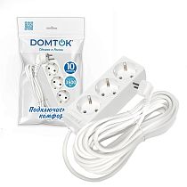 Удлинитель быт. "DOMTOK" 3гн., ПВС 3*1, 3,5кВт, з/к 10м