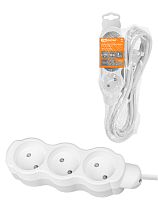 Удлинитель бытовой "Люкс" 3 гнезда, 7 м, б/з, с з/ш, ПВС 2х1,0 мм2, 10 А, 250 В, 2400 Вт TDM У-32015