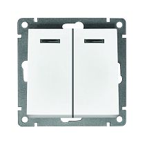 Выключатель двухклавишный с подсветкой UNIVERSAL серия "Афина ", скрытой установки, 10А, 220В, белый (еврослот)