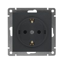Розетка одноместная UNIVERSAL серия "Афина" с заземлением, скрытой установки, 16А, 220В, графит (еврослот)