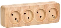 Розетка четырехместная для открытой установки РС24-2-ХС без заземления 10А GLORY сосна  IEK