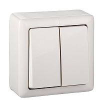 ХИТ открытая установка с изолированной платиной Белый Выключатель 2 клавишный  6А Systeme Electric (Schneider Electric)