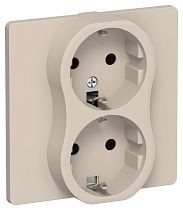 FLITE Розетка 2-местная с заземлением без защитных шторок безвинтовое крепление 16А РС12-1-К-ФлЛ льняной IEK