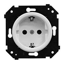 Розетка с заземляющим контактом (скрытый монтаж), Белый матовый Bironi